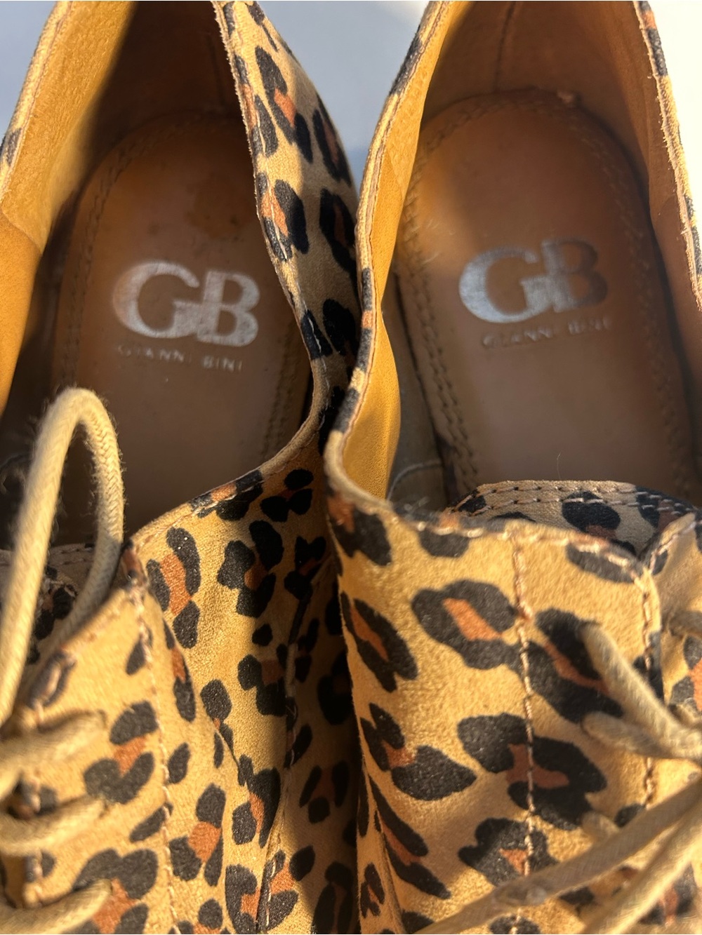 Gianni Bini Leopard-Print Lace-Up Flats in Tan and Black - Picture 3 of 5